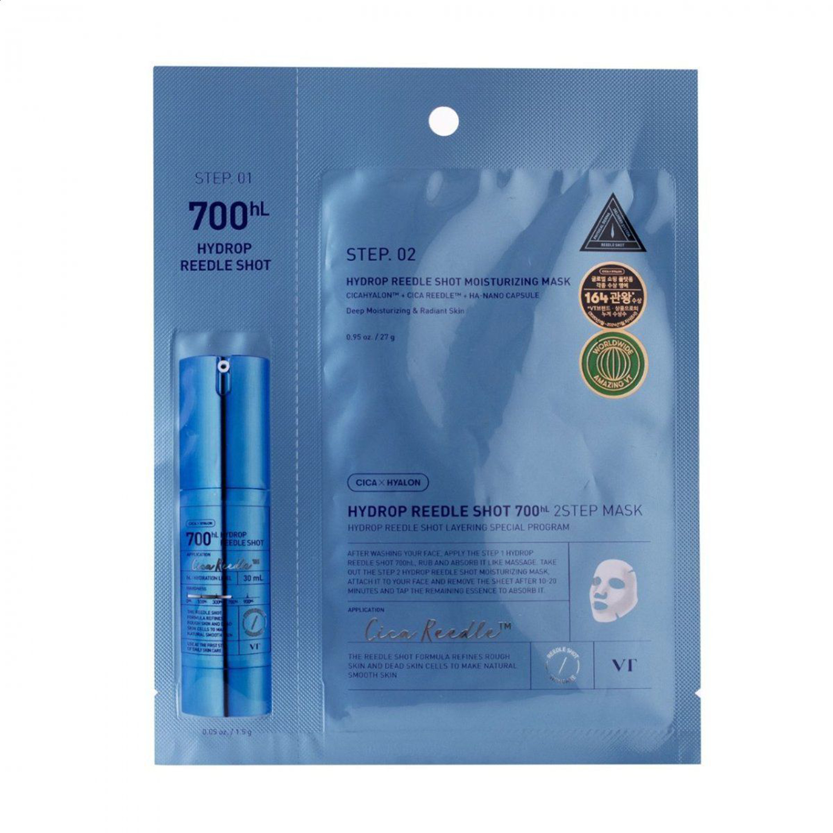 Тканинна маска для обличчя VT Cosmetics Hydrop Reedle Shot 700hl 2-Step Mask, 28.5 г